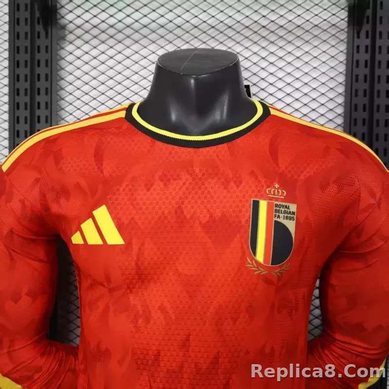 2026 Belgium World Cup Home Football Jersey Player Version Long Sleeve - detail