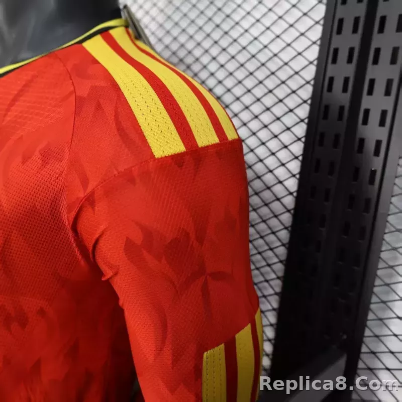 2026 Belgium World Cup Home Football Jersey Player Version Long Sleeve - detail