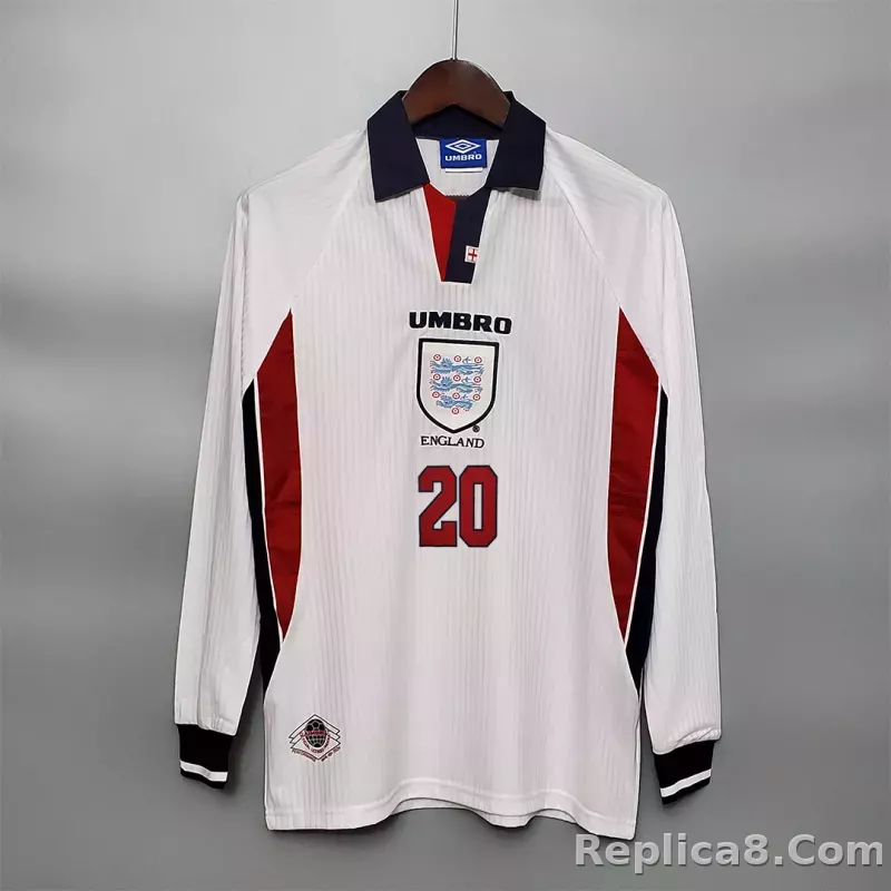 1998 England World Cup Home Retro Jersey Long Sleeve - detail