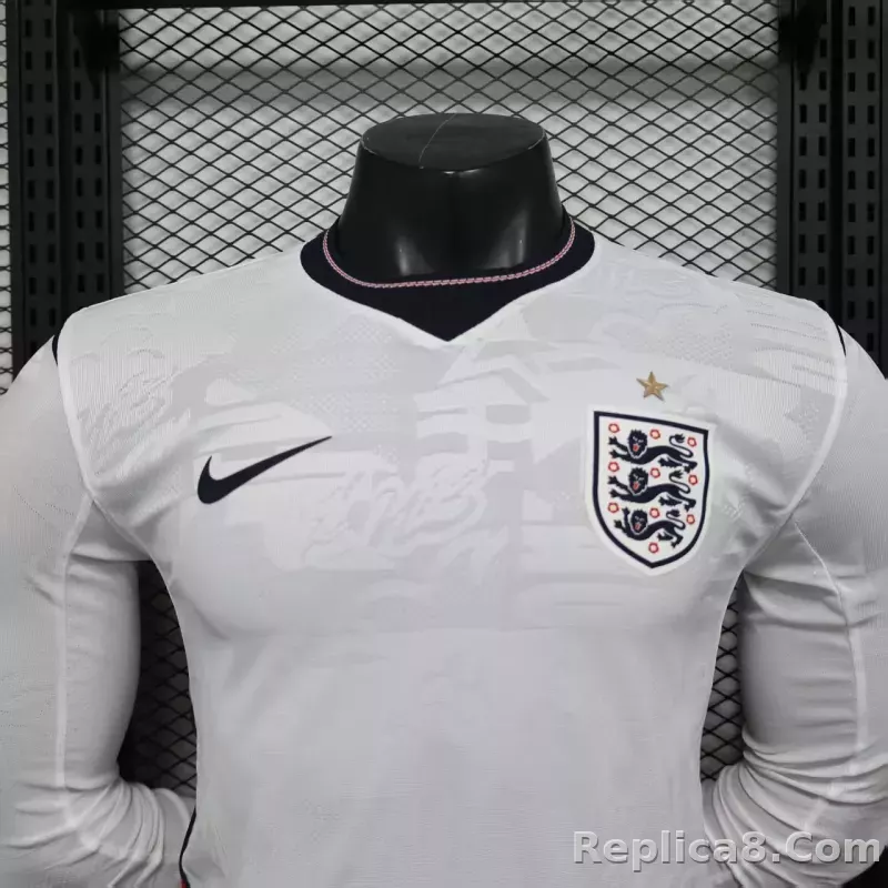 25-26 England Home Soccer Jersey Player Version Long Sleeve - detail