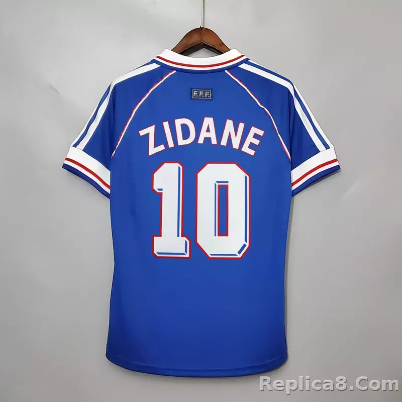 1998 France Zidane #10 World Cup Home Retro Jersey