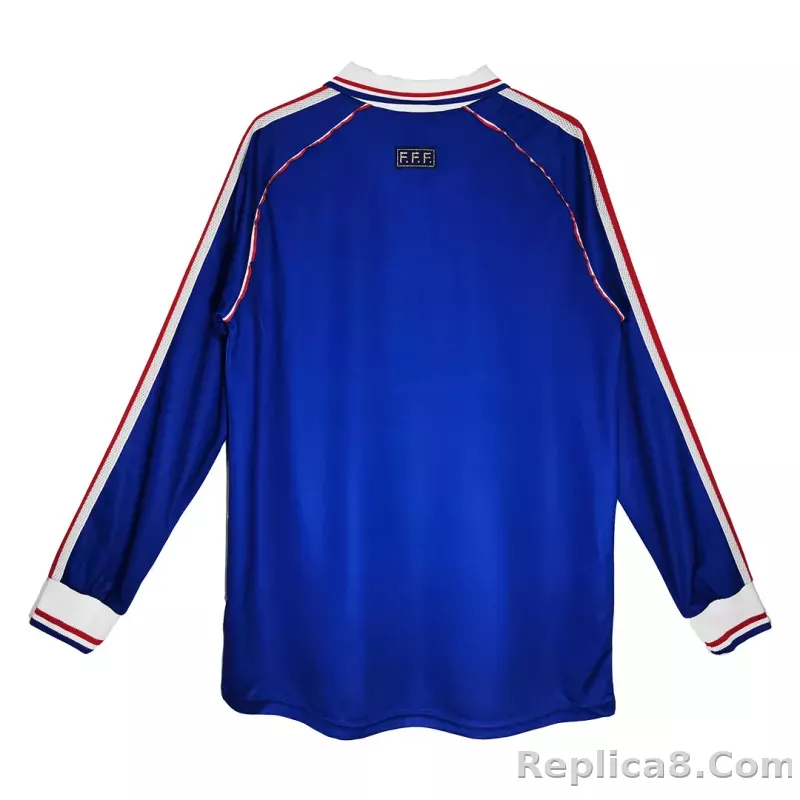 1998 France World Cup Home Retro Jersey Long Sleeve - detail