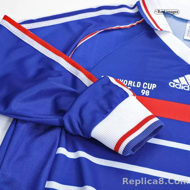 1998 France World Cup Home Retro Jersey Long Sleeve - detail