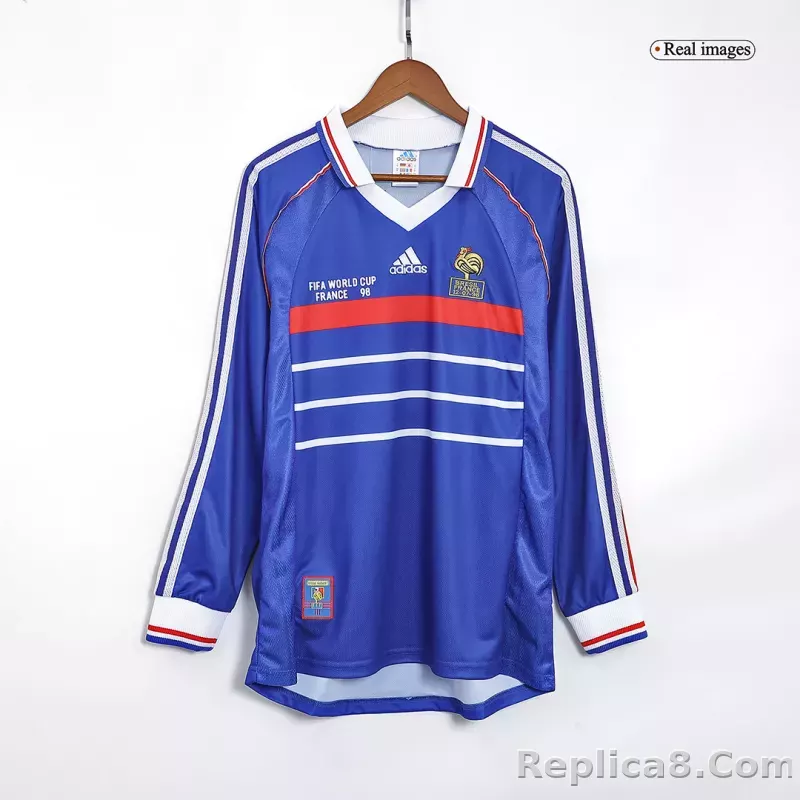 1998 France World Cup Home Retro Jersey Long Sleeve - detail