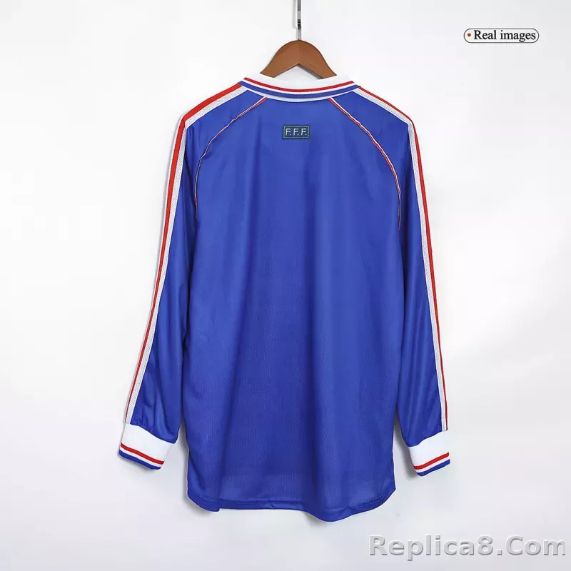 1998 France World Cup Home Retro Jersey Long Sleeve - detail