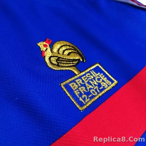 1998 France World Cup Home Retro Jersey Long Sleeve - detail