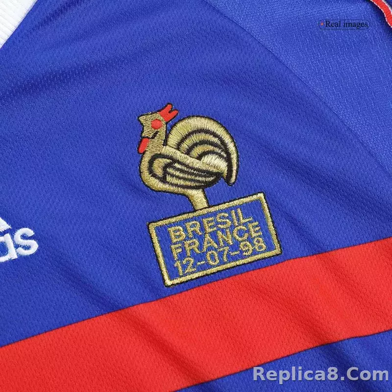1998 France World Cup Home Retro Jersey Long Sleeve - detail