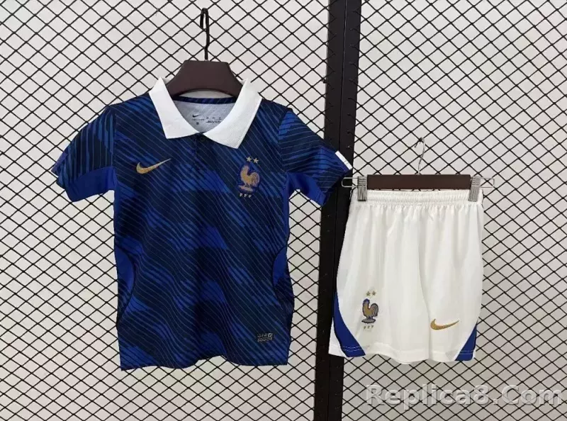 2026 France Home World Cup Soccer Kids Kit Jersey+Shorts - detail