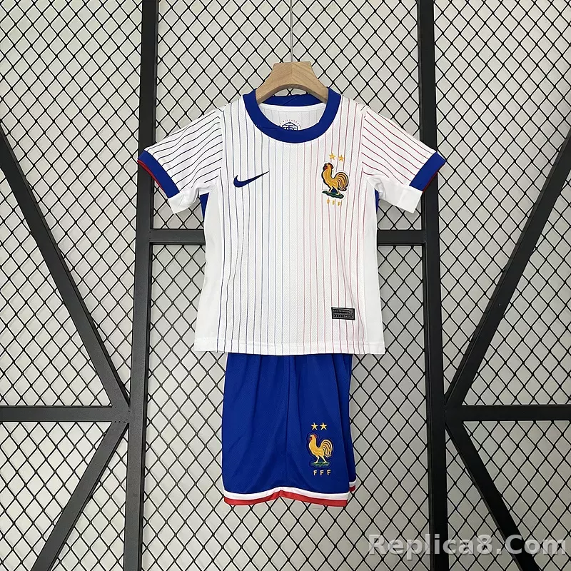 2024 France Euro Cup Away Kids Kit  Jersey+Shorts