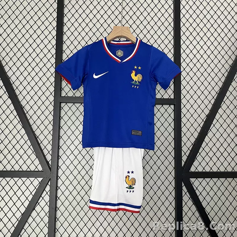 2024 France Euro Cup Home Kids Kit Jersey+Shorts
