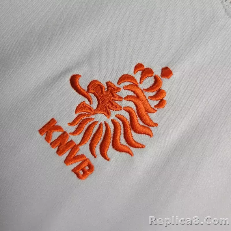 2004 Netherlands  Away Retro Jersey White - detail