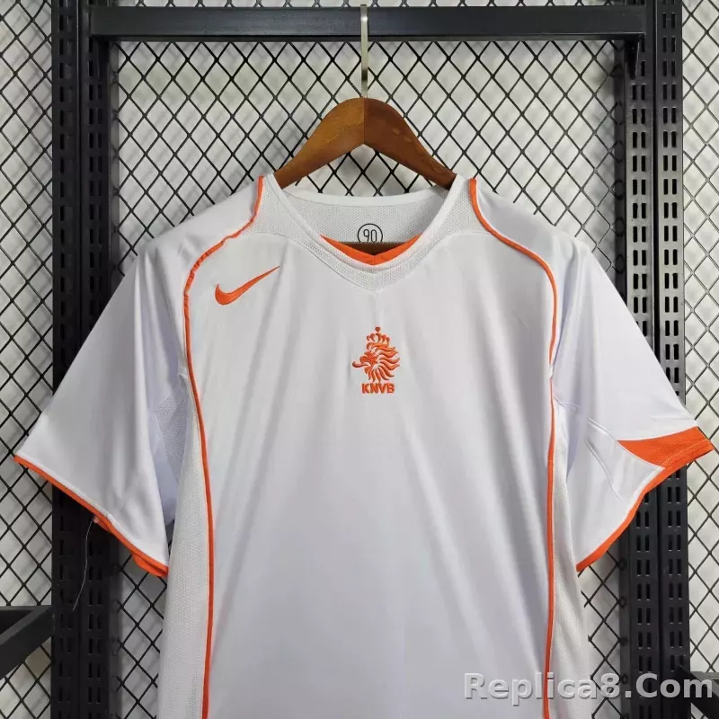 2004 Netherlands  Away Retro Jersey White - detail