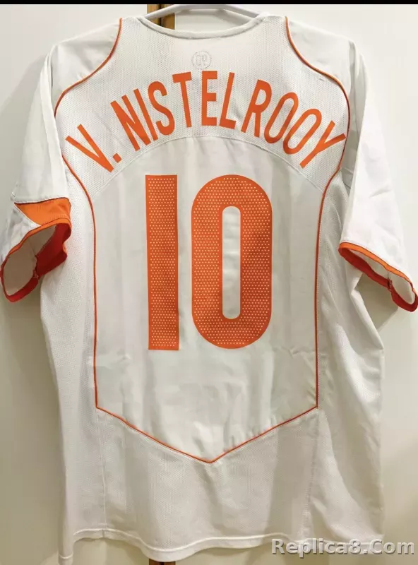 2004 Netherlands  Away Retro Jersey White - detail
