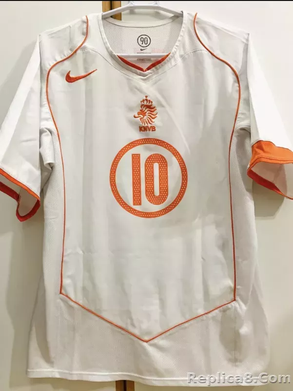 2004 Netherlands  Away Retro Jersey White - detail