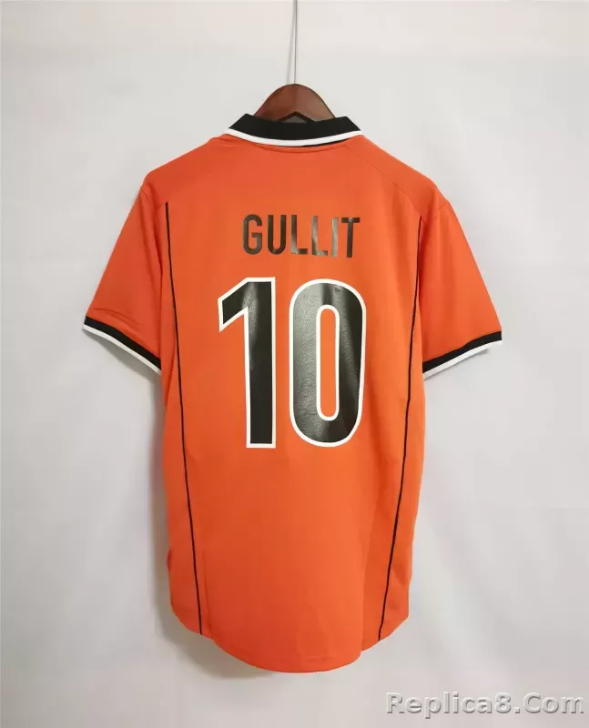 1998 Netherlands  Home World Cup Retro Jersey - detail