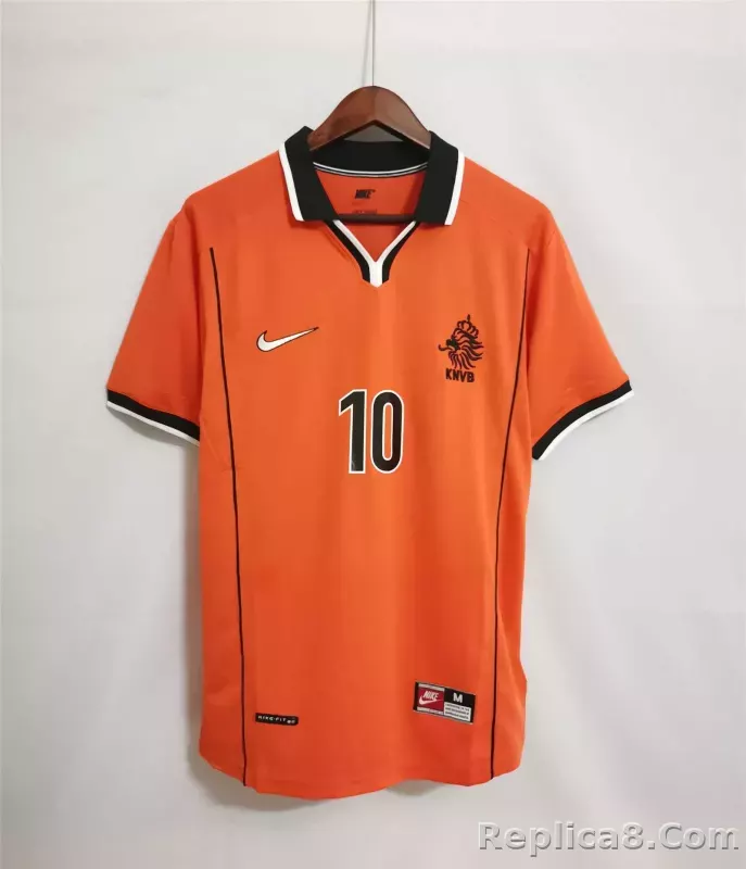 1998 Netherlands  Home World Cup Retro Jersey - detail