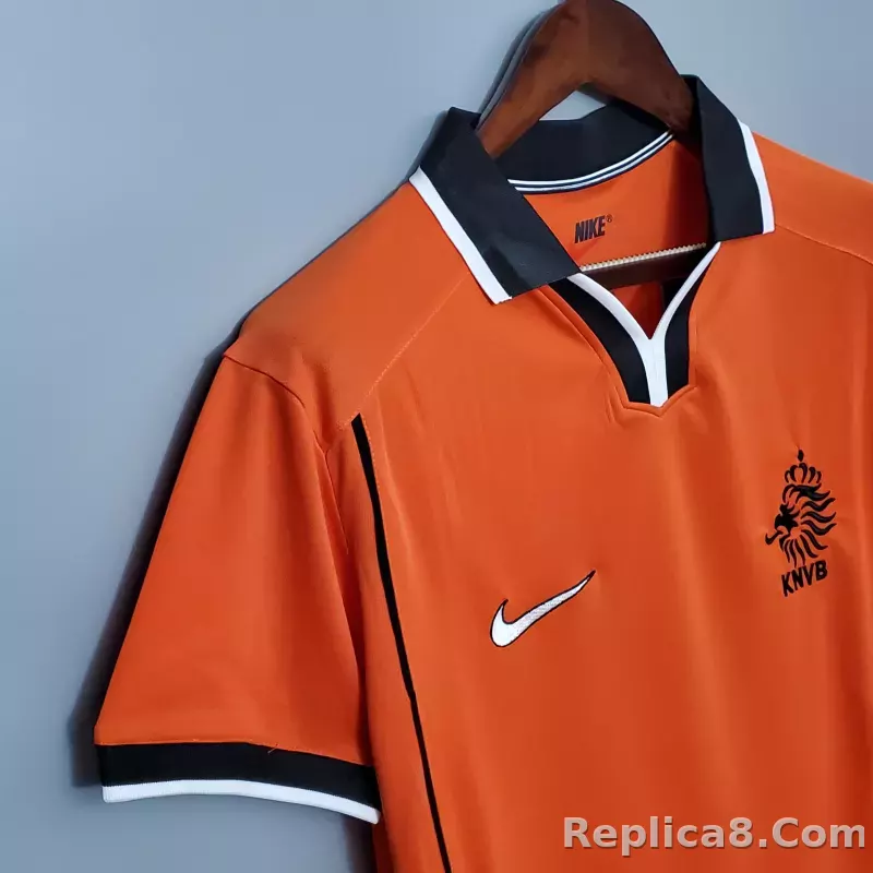 1998 Netherlands  Home World Cup Retro Jersey - detail
