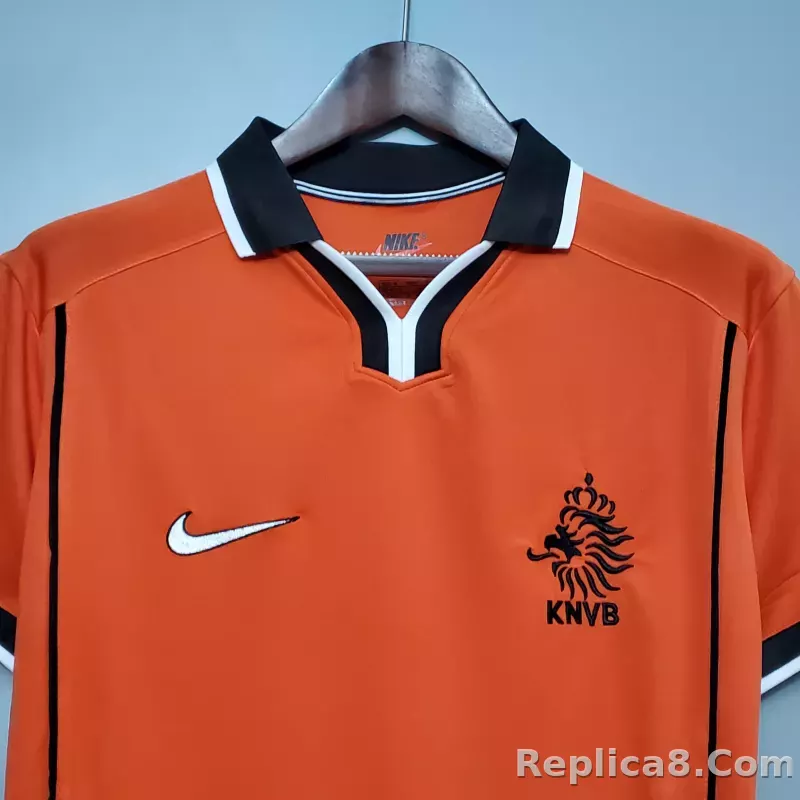 1998 Netherlands  Home World Cup Retro Jersey - detail