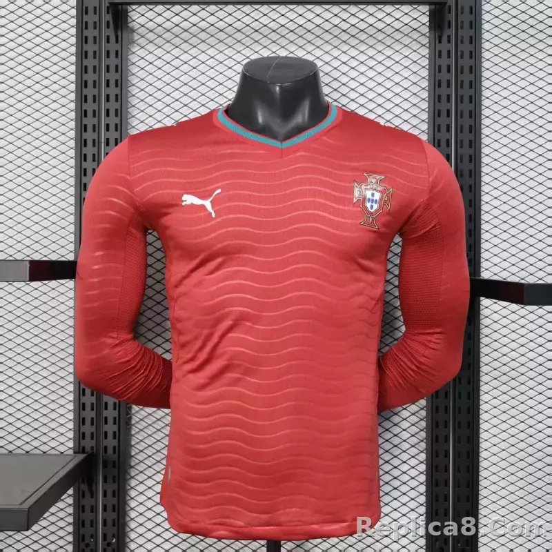 2026 Portugal  Home World Cup Soccer Jersey Player Version Long Sleeve