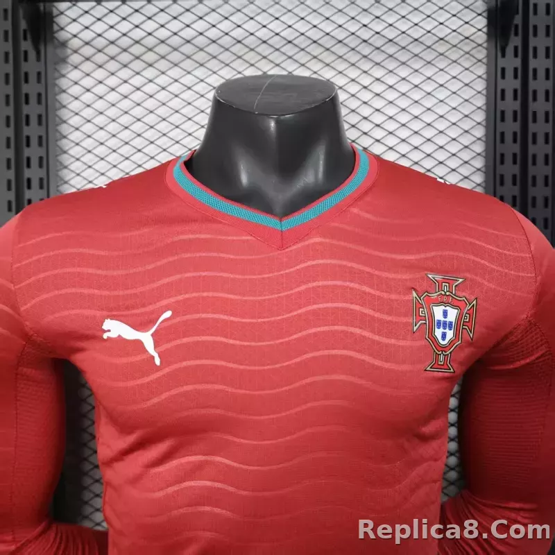 2026 Portugal  Home World Cup Soccer Jersey Player Version Long Sleeve - detail