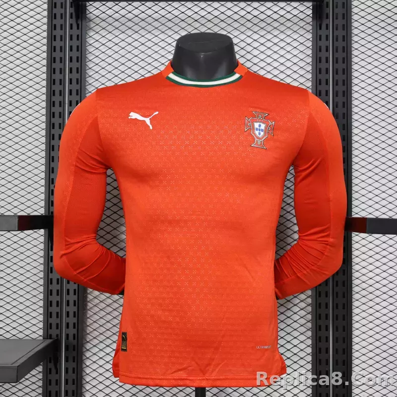 2025 Portugal  Home Soccer Jersey Player Version Long Sleeve