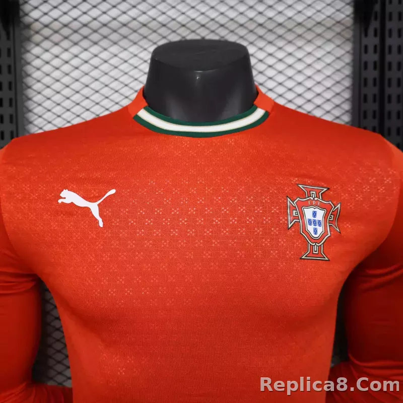 2025 Portugal  Home Soccer Jersey Player Version Long Sleeve - detail