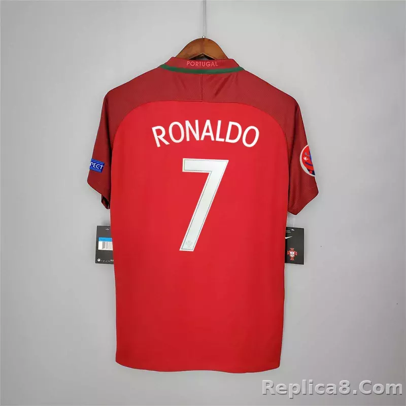 2016 Portugal  Euro Cup Home Retro Jersey - detail