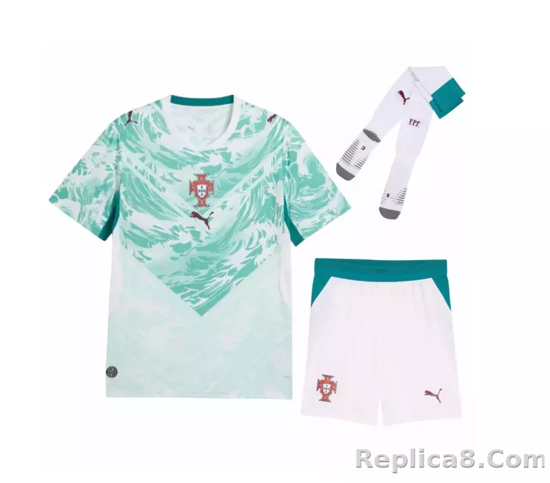 2026 Portugal Away World Cup Soccer Full Kids Kit Jersey+Shorts+Socks