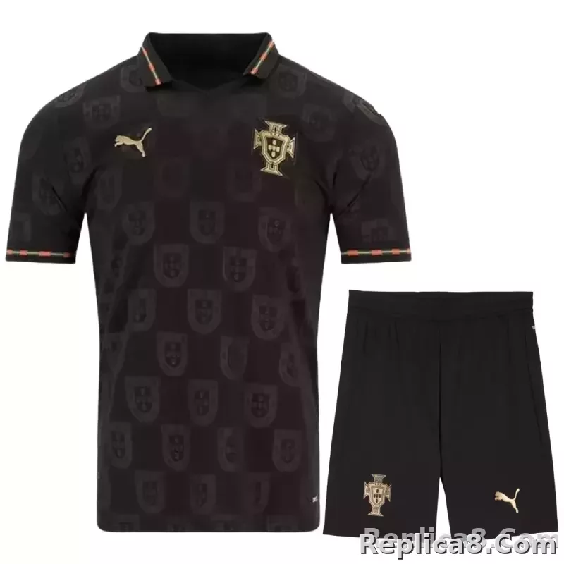 2026 Portugal 'Black Panther' Special Edition Soccer Kit Jersey+Shorts