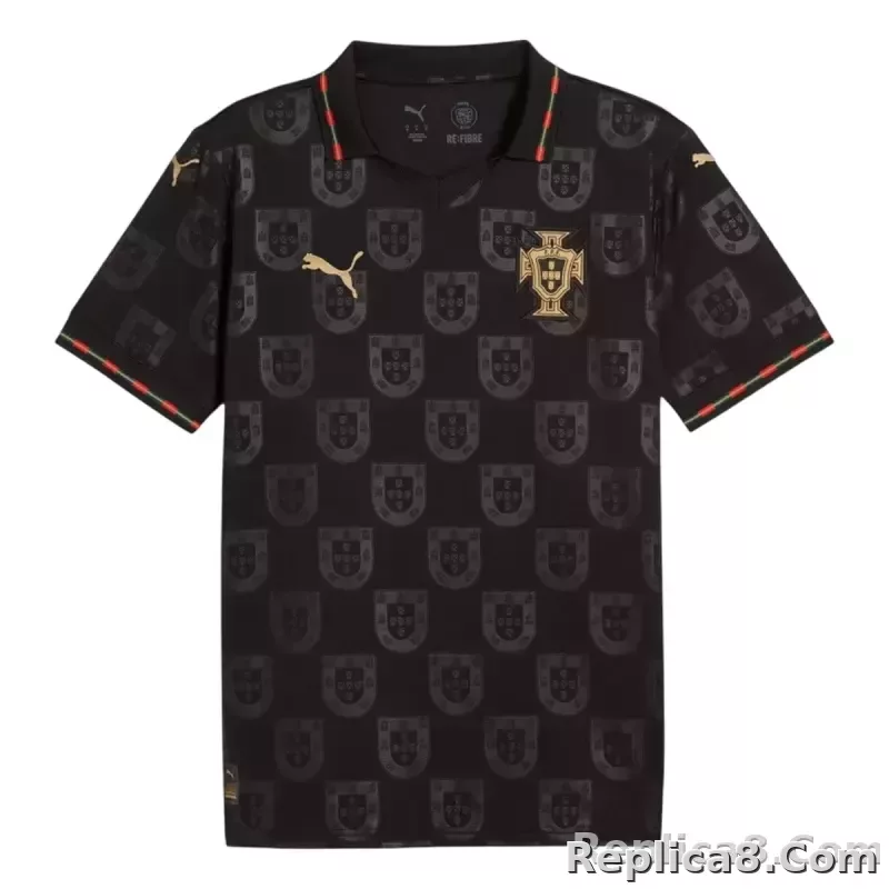 2026 Portugal 'Black Panther' Special Edition Soccer Kit Jersey+Shorts - detail