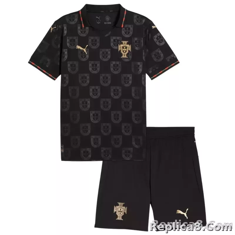 2026 Portugal 'Black Panther' Special Edition Kids Kit Jersey+Shorts
