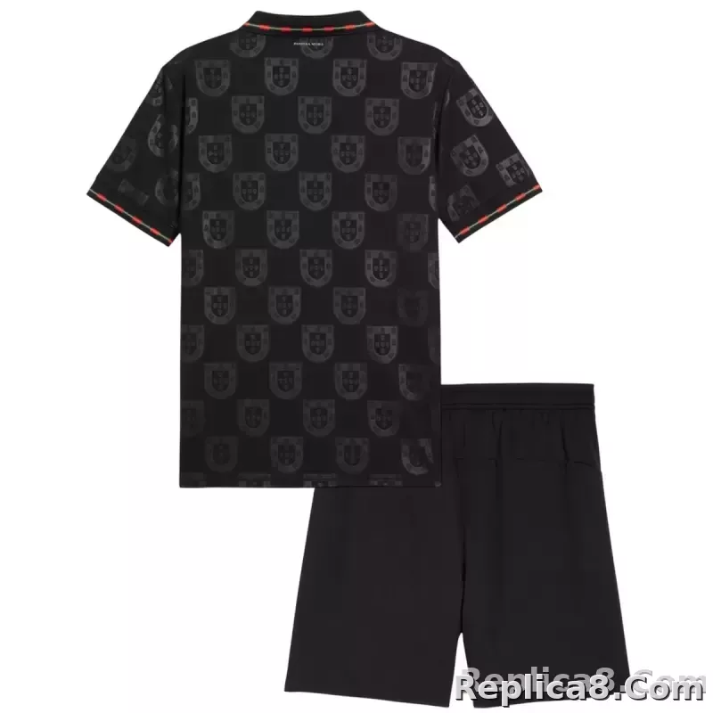 2026 Portugal 'Black Panther' Special Edition Kids Kit Jersey+Shorts - detail