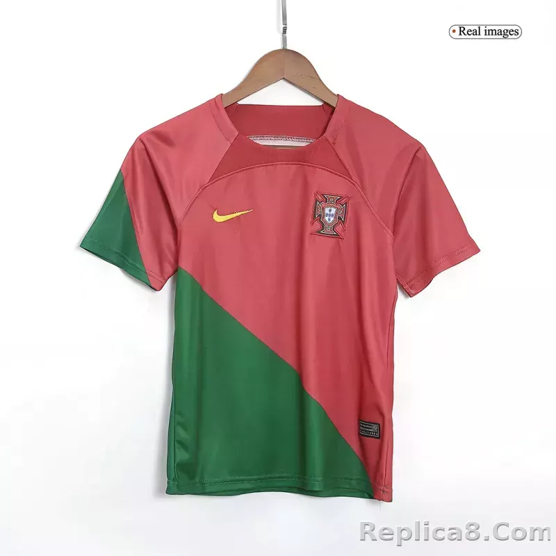 2022 Portugal World Cup Home Soccer Kids Kit Jersey+Shorts - detail