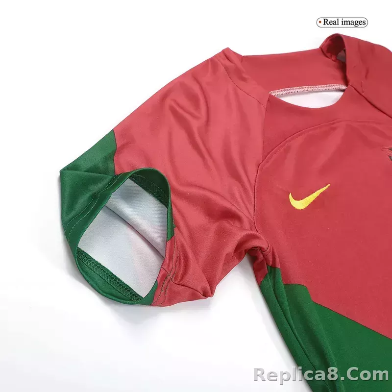 2022 Portugal World Cup Home Soccer Kids Kit Jersey+Shorts - detail