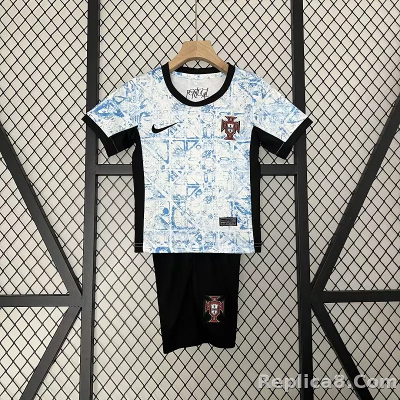 2024 Portugal Euro Cup Away Soccer Kids Kit Jersey+Shorts