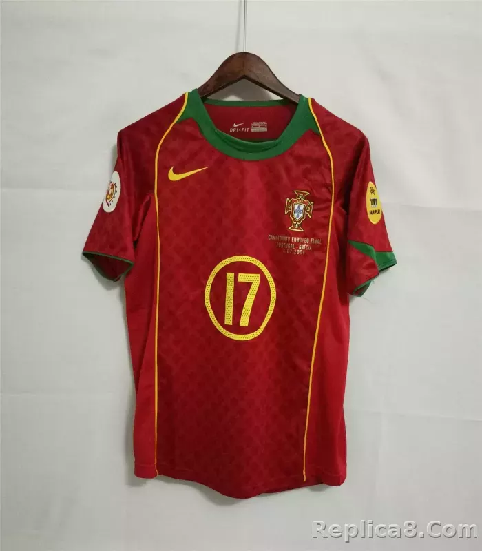 2004 Portugal C.Ronaldo #17 Euro Cup Home Retro Jersey - detail