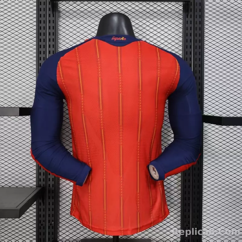 2026 Spain Home World Cup Soccer Jersey Authentic Shirt Long Sleeve - detail