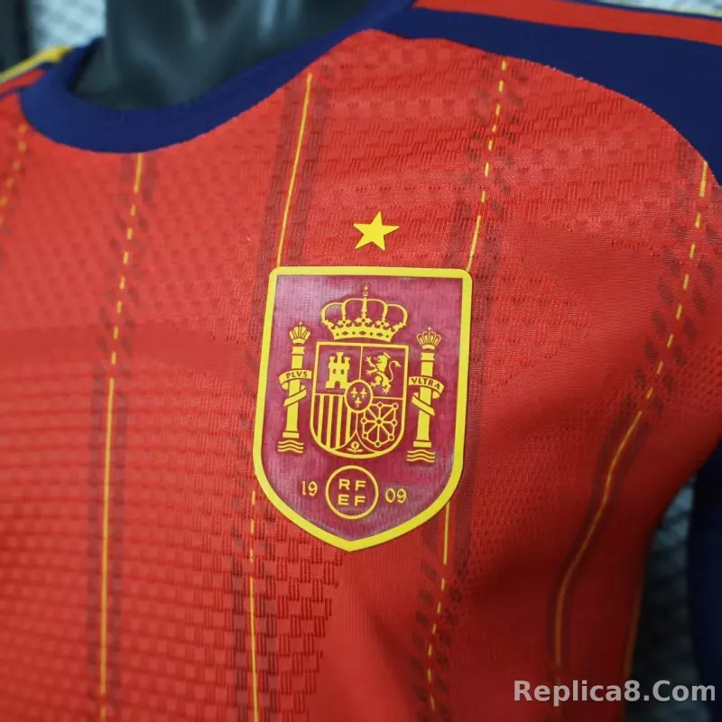 2026 Spain Home World Cup Soccer Jersey Authentic Shirt Long Sleeve - detail