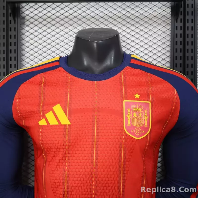 2026 Spain Home World Cup Soccer Jersey Authentic Shirt Long Sleeve - detail