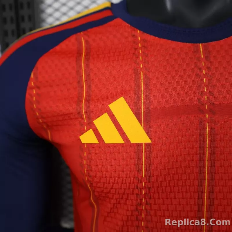 2026 Spain Home World Cup Soccer Jersey Authentic Shirt Long Sleeve - detail