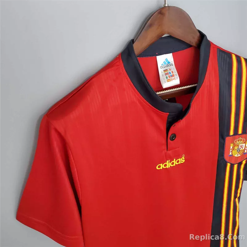 1996 Spain Home Euro Cup Retro Jersey - detail