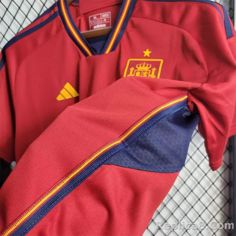 2022 Spain   World Cup Home Fan Edition Soccer Jersey - detail