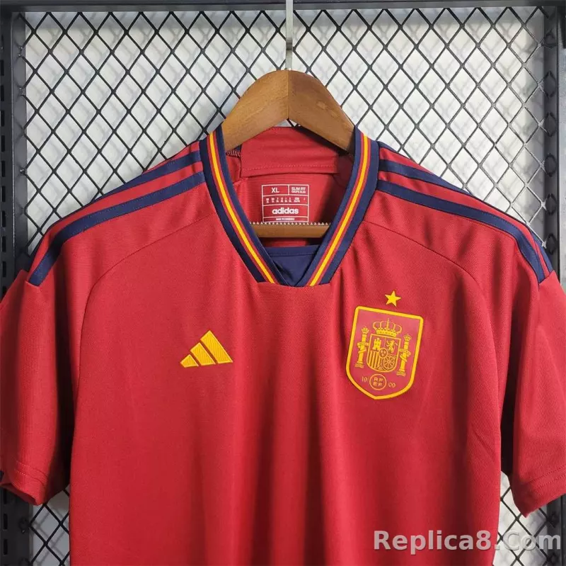 2022 Spain   World Cup Home Fan Edition Soccer Jersey - detail