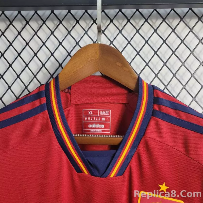 2022 Spain   World Cup Home Fan Edition Soccer Jersey - detail