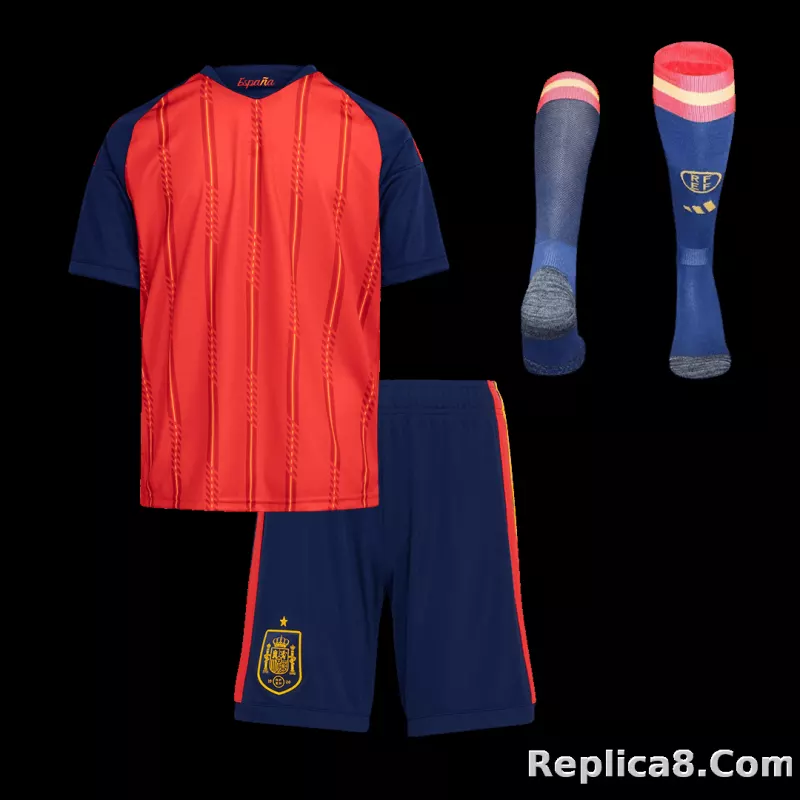 2026 Spain Home World Cup Soccer Kids Full Kit Jersey+Shorts+Socks - detail