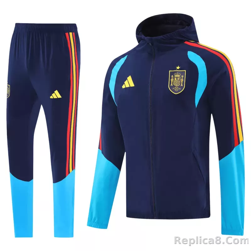 2026 Spain Windbreaker Hoodie Kit(Jacket+Pants) Navy - detail