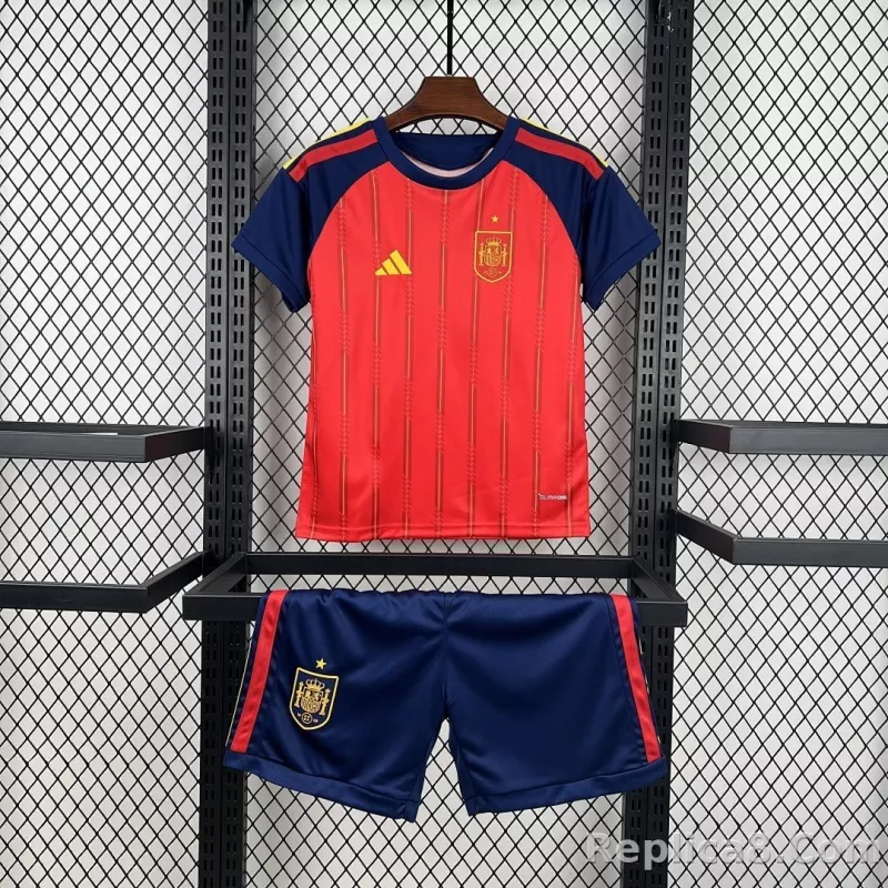 2026 Spain Home World Cup Soccer Kids Kit Jersey+Shorts