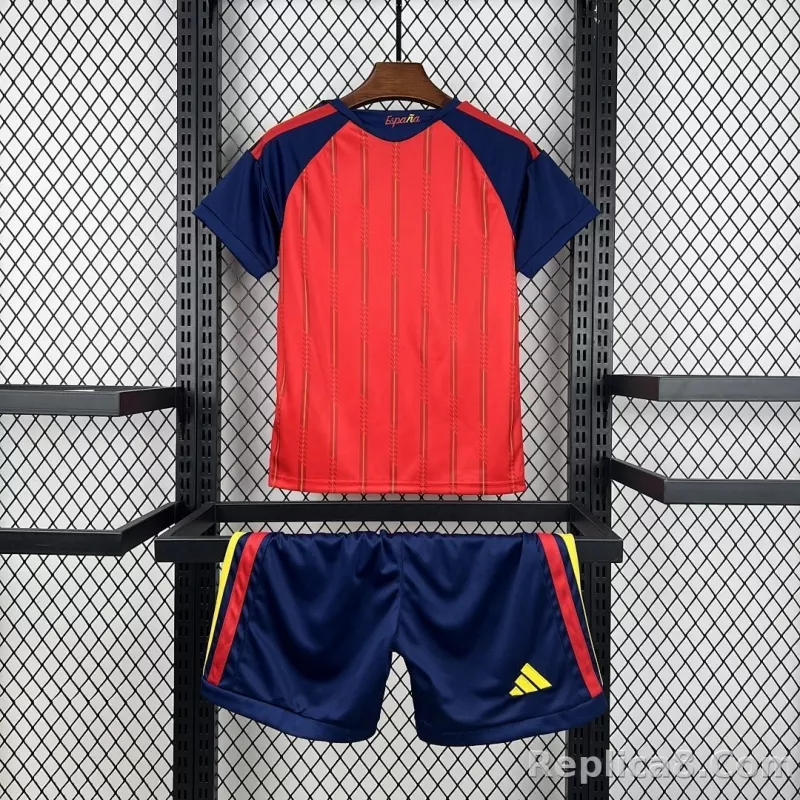 2026 Spain Home World Cup Soccer Kids Kit Jersey+Shorts - detail