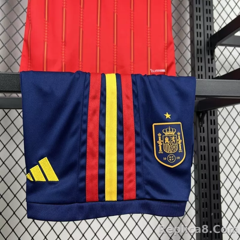 2026 Spain Home World Cup Soccer Kids Kit Jersey+Shorts - detail
