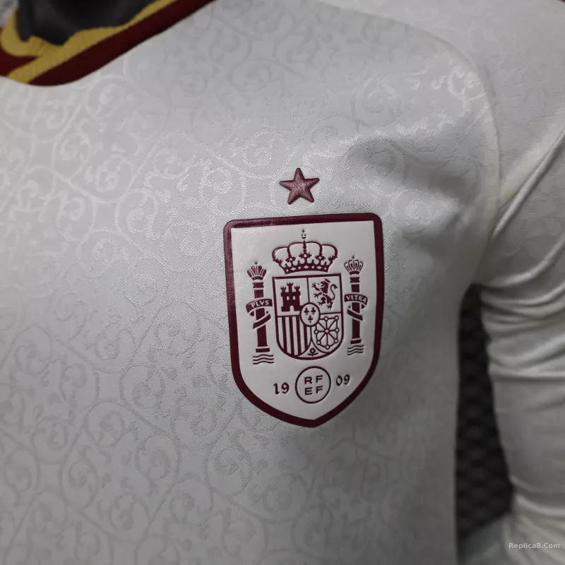 2026 Spain Away World Cup Soccer Jersey Authentic Shirt Long Sleeve - detail